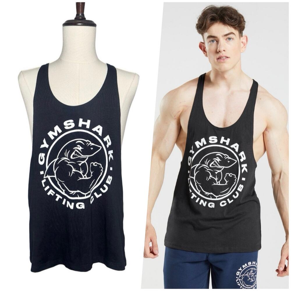 Gymshark | Men | Legacy Black Workout Lifting Muscle Stringer Tank Top | Large
